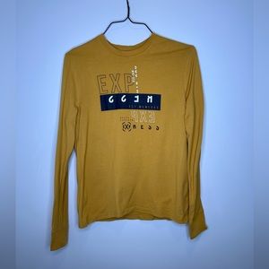 Express Crew Neck Perfect Pima Cotton Long Sleeve Graphic T-Shirt - Small